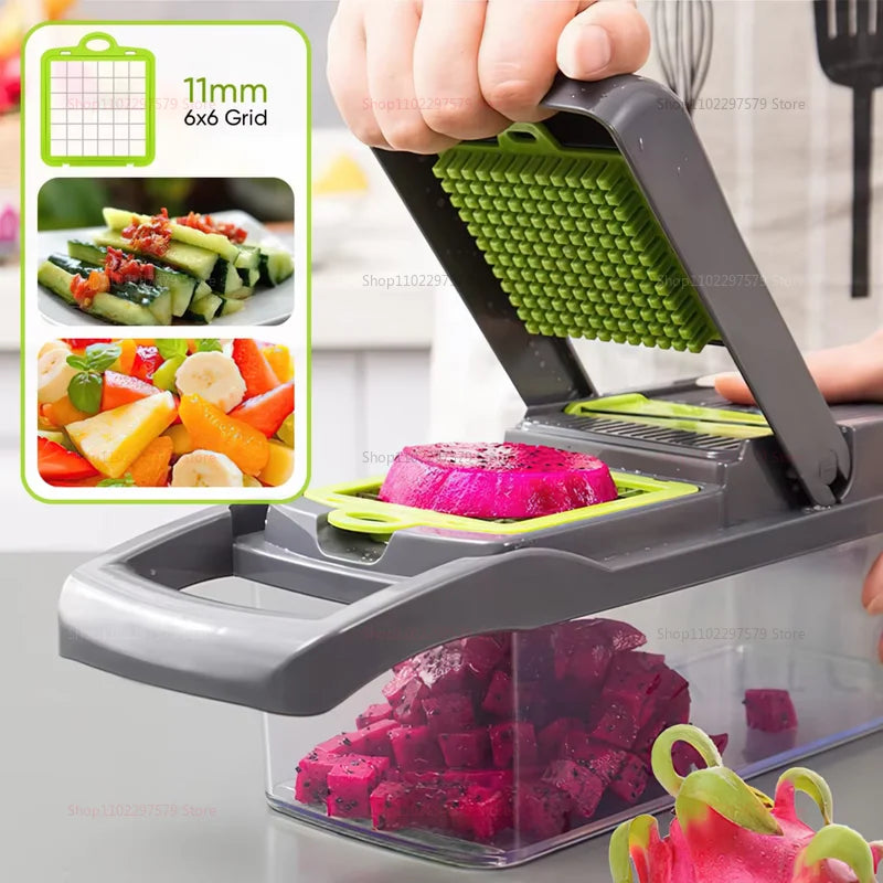 Multifunction 14/16 in1 Vegetable Slicer Cutter Shredder Slicer With Basket Fruit Potato Chopper Carrot Grater Kitchen Accessory