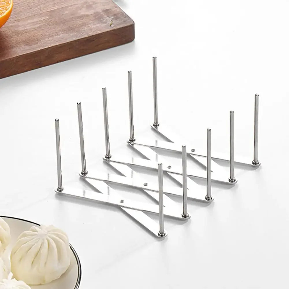 Stainless Steel Pot Lid Holder Retractable Space Saving Multifunctional Dish Plate Bowl Organizer Storage Rack Kitchen Supplies