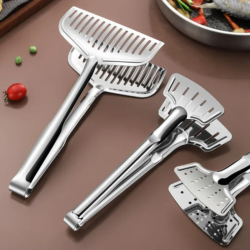 Stainless steel household barbecue tongs food tongs fried fish grilled fish tongs steak frying tongs kitchen tools