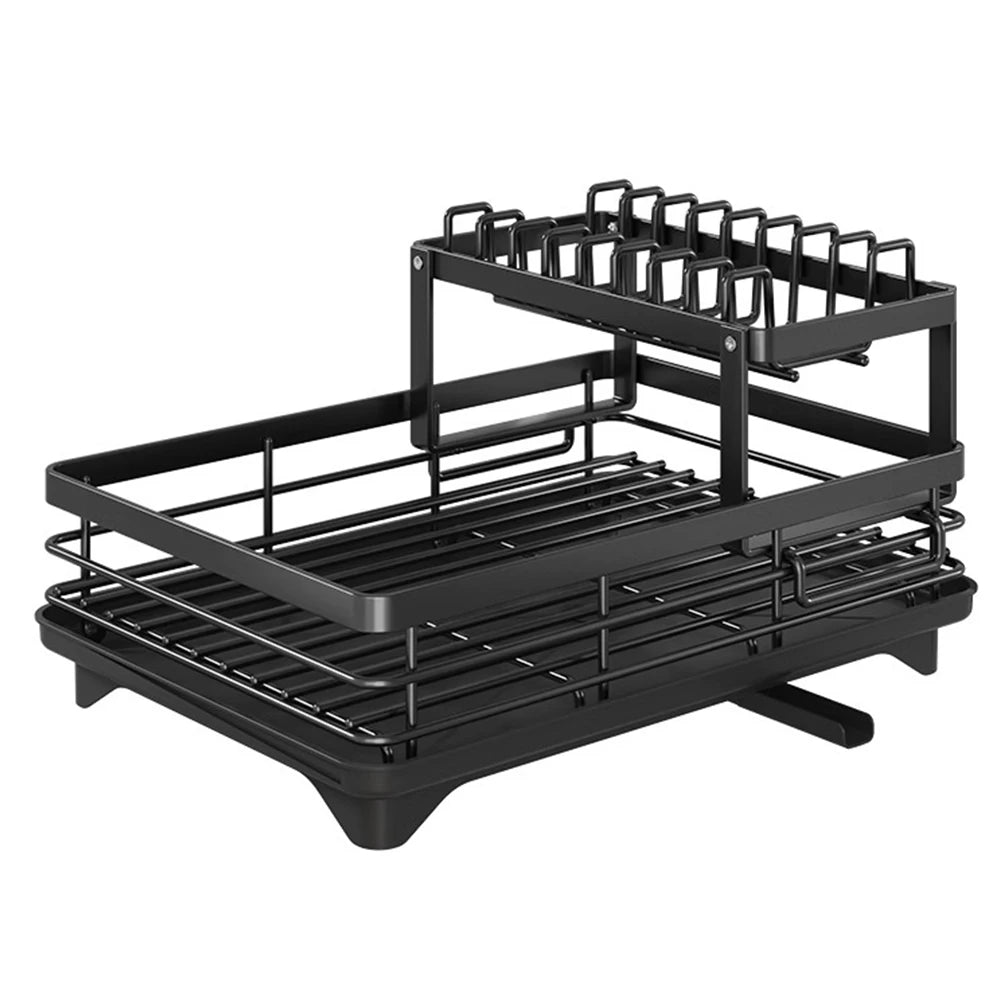 2025 Dish Drying Rack Kitchen Adjustable  Steel 2 Tier Plates Organizer Dish Bowl Drainer Storage Rack Kitchen Utensils