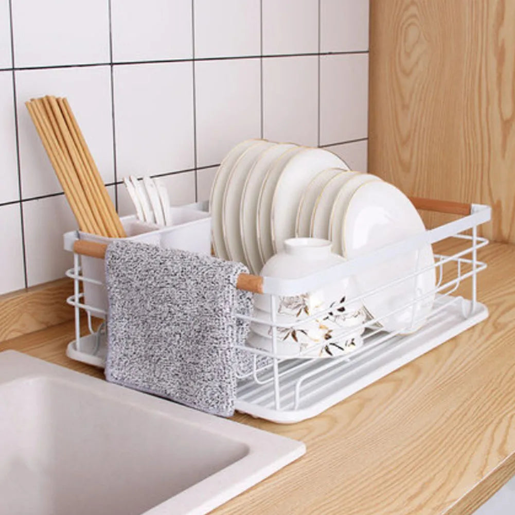 【Lifeideas】White Iron Dish Drainer dish draining rack Kitchen countertop storage rack