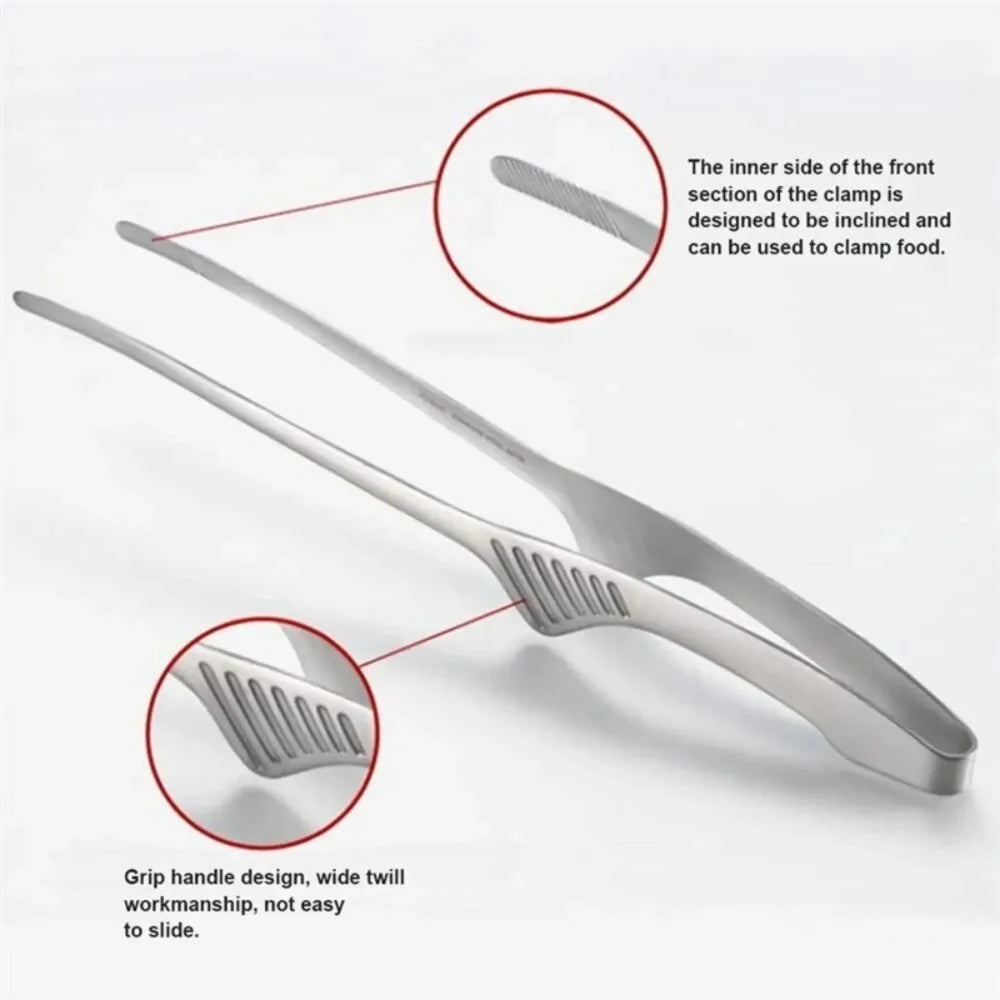 304 Stainless Steel Food Tongs Long Handle Non-Slip Barbecue Steak Tongs Kitchen Cooking Tools kitchen Gadgets BBQ Accessories