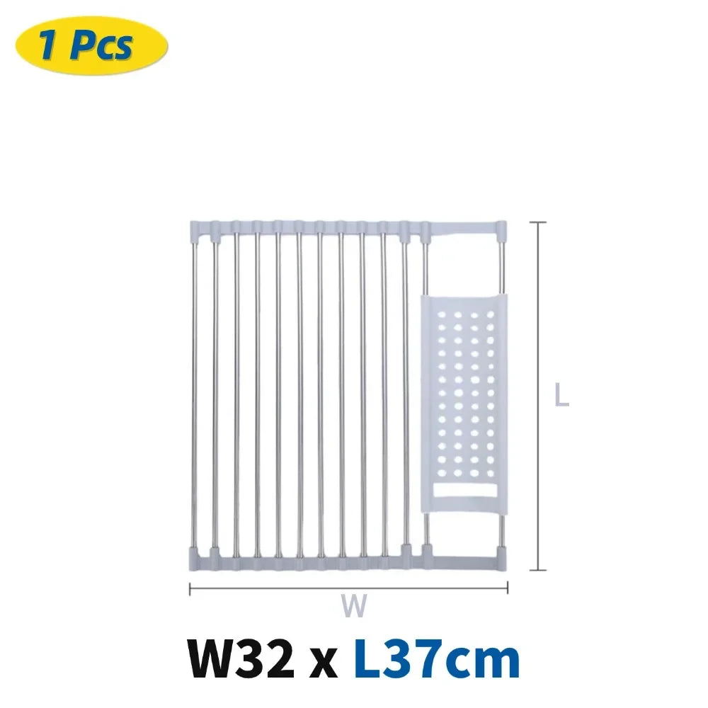 304 Stainless Kitchen Foldable Sink Plate Storage Bowl Holder Kitchen Dish Drying Rack Dish Drainer Shelf Kitchen Accessories