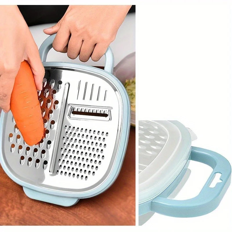 1pc Cheese Grater with Container and Lid & Peeler Set - Vegetable Fruit Multi-Function Kitchen Utensil Kit with Food Storage