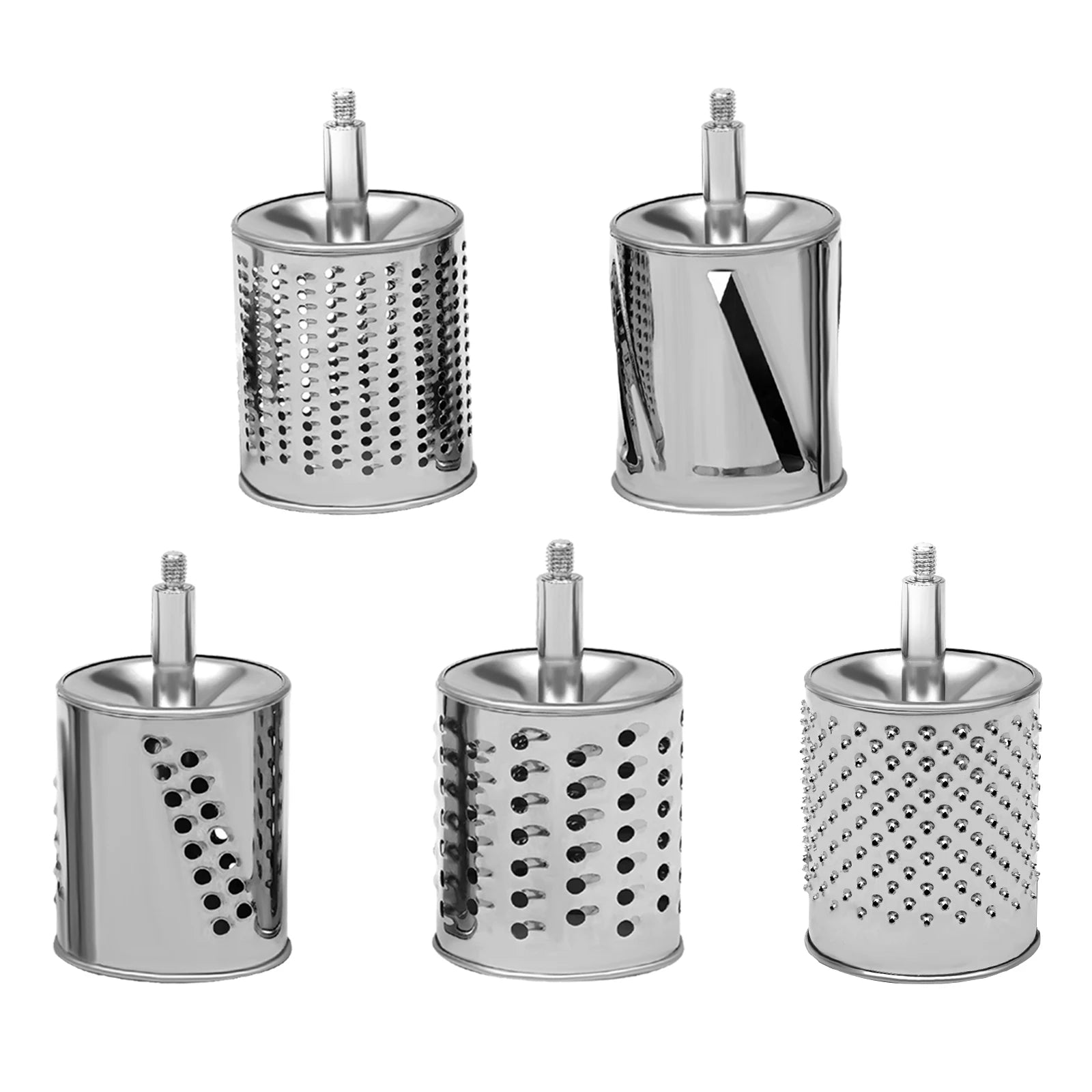 430 Stainless Steel Rotary Grater Manual Veggie Chopper 5 Sharp Blades Suction Cup Base Cutting for Variety Fruits Vegetables