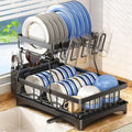2-Tier Stainless Steel Kitchen Sink Dish Drainer & Drying Rack, Includes Cup & Cutlery Holders