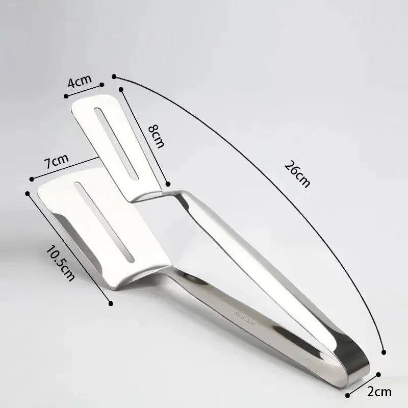 Stainless Steel Double-Sided Shovel Clip Anti-Scald BBq Barbecue Tong Fried Steak Shovel Fried Fish Shovel Vegetable Clamp Tool