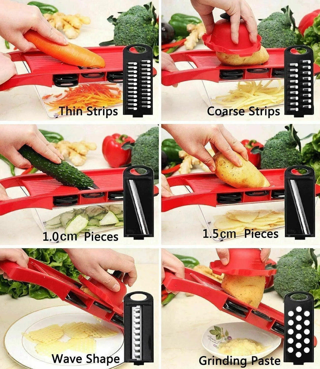 Fruit Vegetable Chopper Slicer Julienne Cutter Peeler Grater 6in1 Mandoline Tool