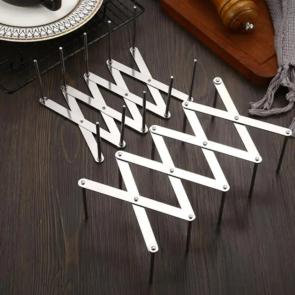 Stainless Steel Pot Lid Holder Retractable Space Saving Multifunctional Dish Plate Bowl Organizer Storage Rack Kitchen Supplies