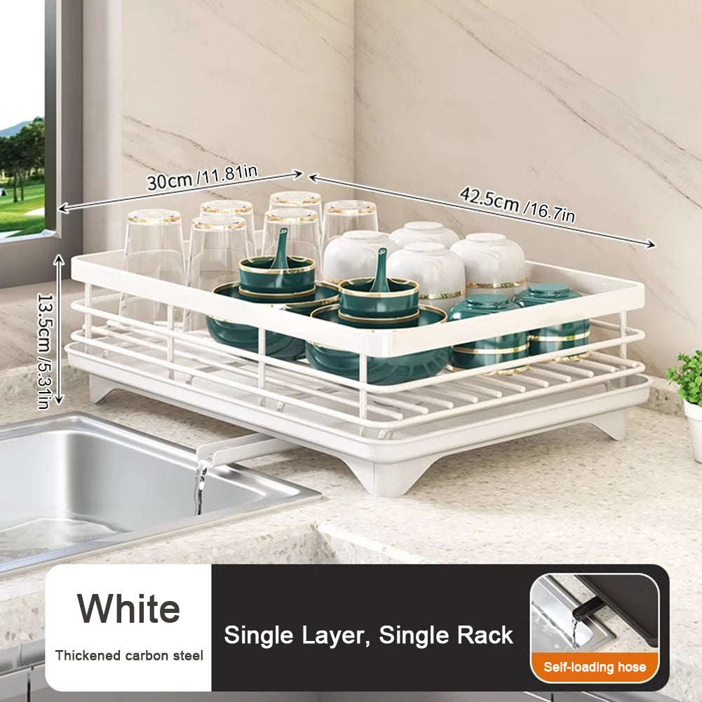 2025 Dish Drying Rack Kitchen Adjustable  Steel 2 Tier Plates Organizer Dish Bowl Drainer Storage Rack Kitchen Utensils