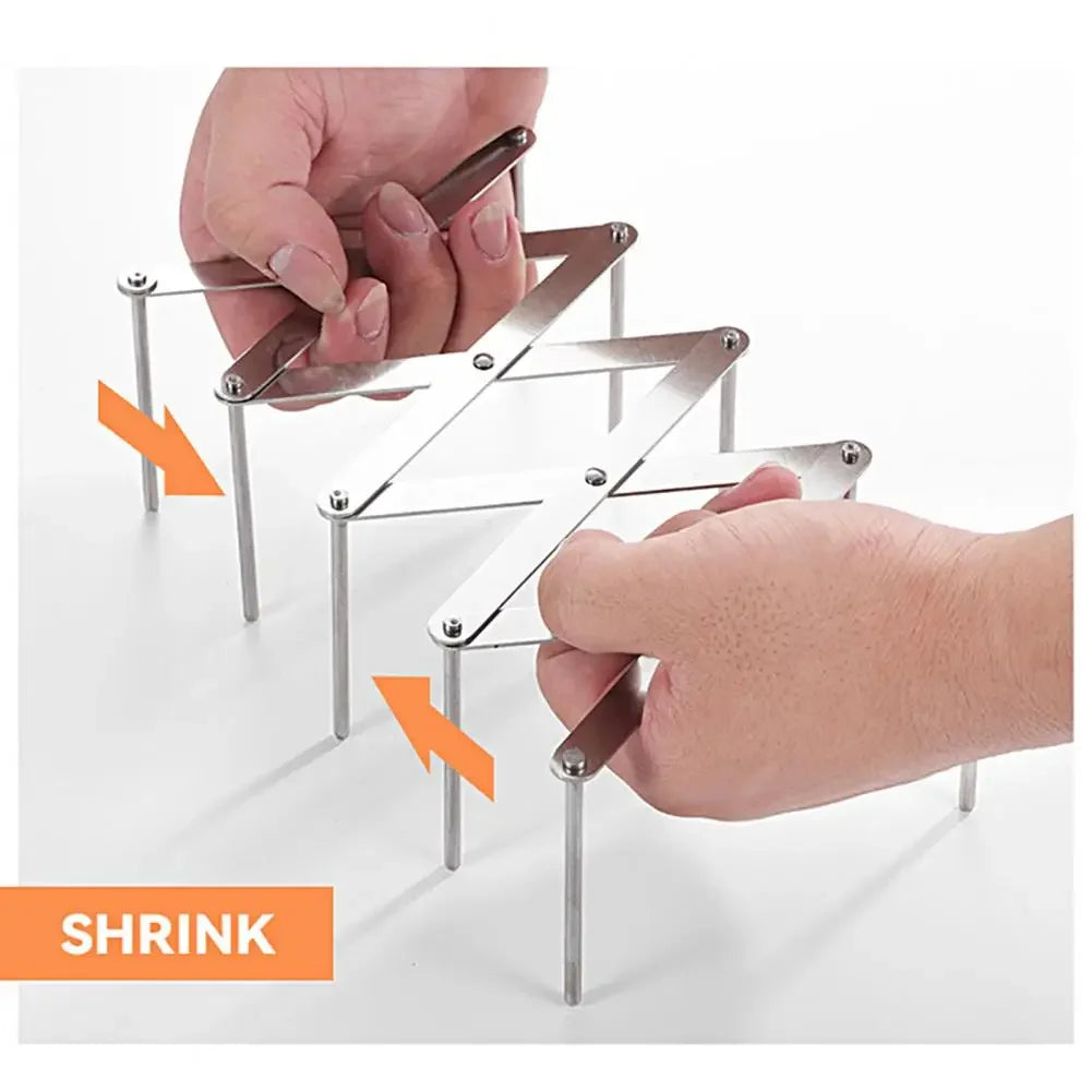 Stainless Steel Pot Lid Holder Retractable Space Saving Multifunctional Dish Plate Bowl Organizer Storage Rack Kitchen Supplies