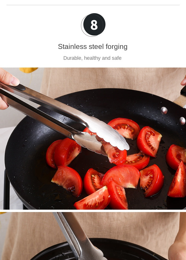 9/12/14/16 Inch Bbq Tongs Non-Slip Handle Stainless Steel Fried Barbecue Clip Salad Bread Clamp Kitchen Tools Meat Food Clip