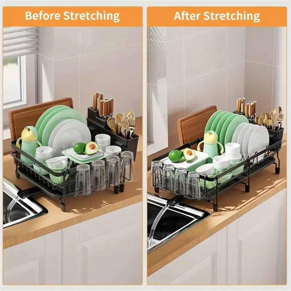Kitchen Dish Rack Drying Storage with Drain Tableware Storage Rack Drip Tray Cutlery Cup Holder for Kitchen Home
