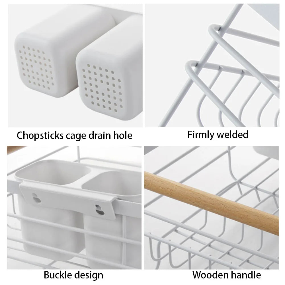 【Lifeideas】White Iron Dish Drainer dish draining rack Kitchen countertop storage rack