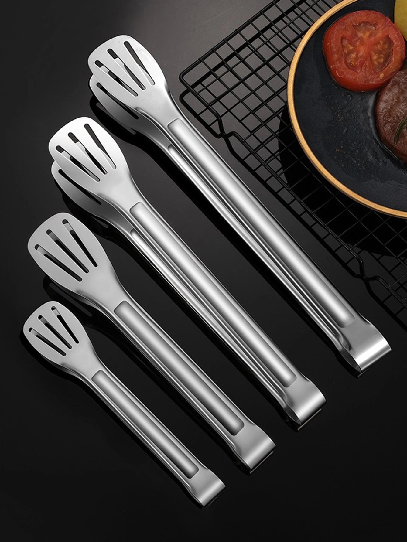 Stainless Steel Food Tongs Barbecue Tongs Meat Salad Steak Food Serving Clip Tweezers Long BBQ Cooking Tongs Kitchen Utensils
