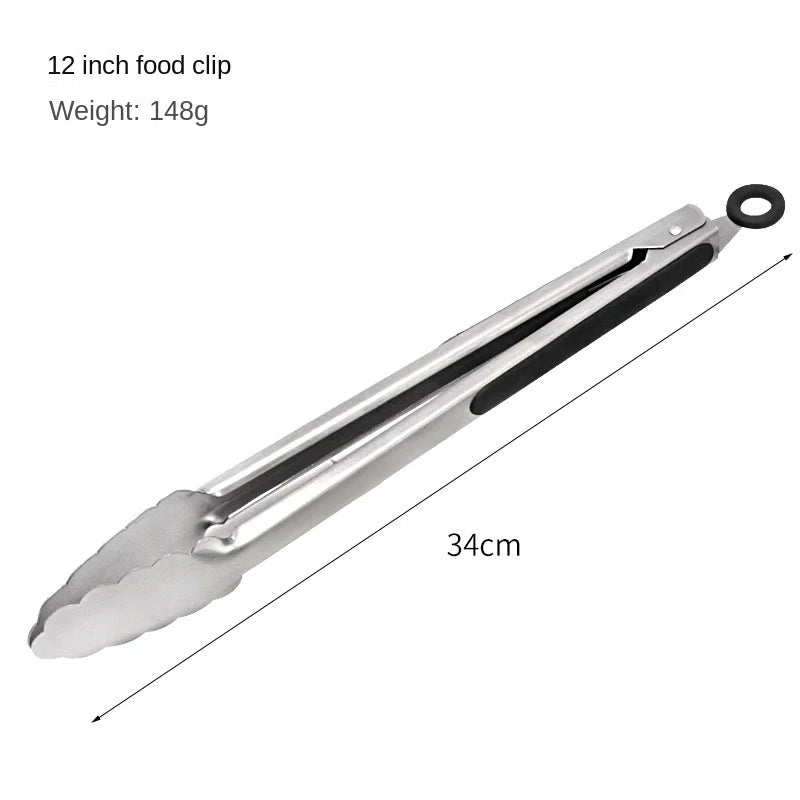 Steel food tongs BBQ grill tools 9 inch 12 inch 14 inch 16 inch factory wholesale stainless steel food tongs