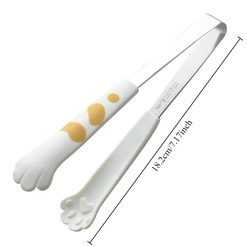 Sandwich grill clip Non dirty hand food baking clip Stainless steel salad bread barbecue clamp Cute cartoon cat paw dinner tongs