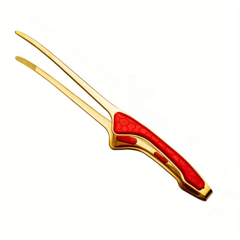 1pc Stainless Steel Barbecue Tongs, Anti-scald and Anti-slip, Bright Korean Food Tongs, Steak Tongs, Buffet Restaurant Tongs