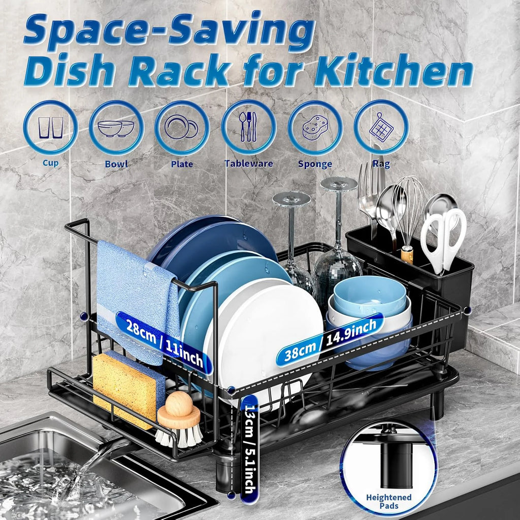 dish draining rack,Cutlery rack with drain tray and drip line,cup holder,cutlery holder,Kitchen countertop storage rack