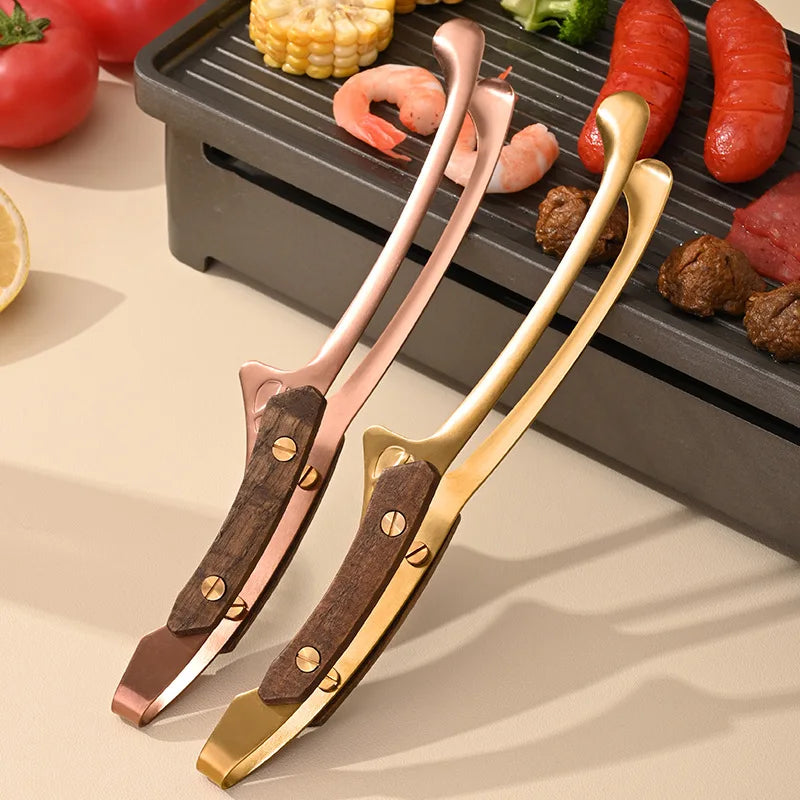1PC Stainless Steel Steak Clip BBQ Tongs Frying Fish Spatula Clip Bread Household Kitchen Tool Pancake Barbecue Spatula Clip