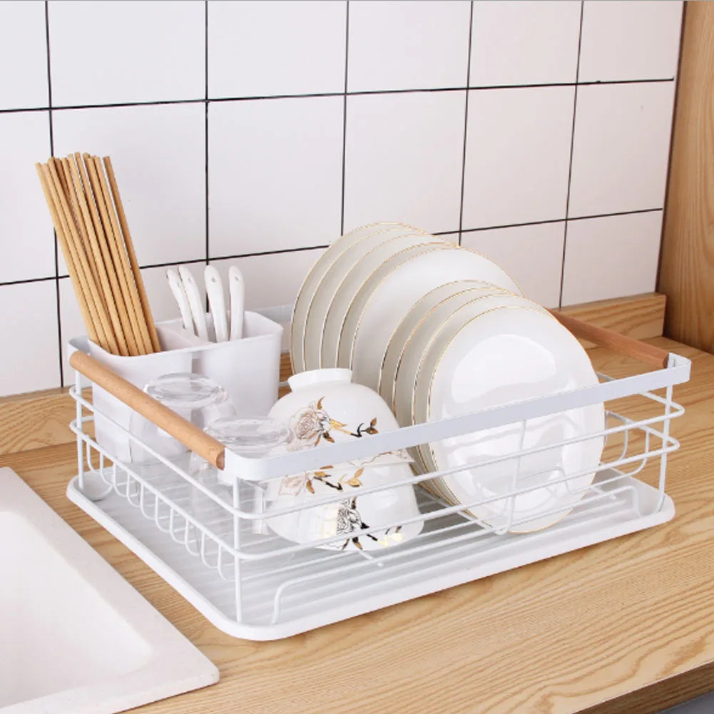 【Lifeideas】White Iron Dish Drainer dish draining rack Kitchen countertop storage rack