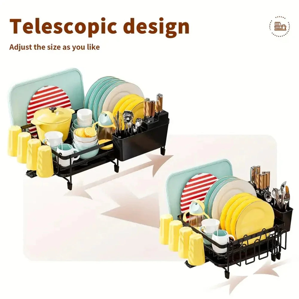 Kitchen Dish Rack Drying Storage with Drain Tableware Storage Rack Drip Tray Cutlery Cup Holder for Kitchen Home