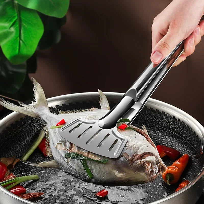 Stainless steel household barbecue tongs food tongs fried fish grilled fish tongs steak frying tongs kitchen tools