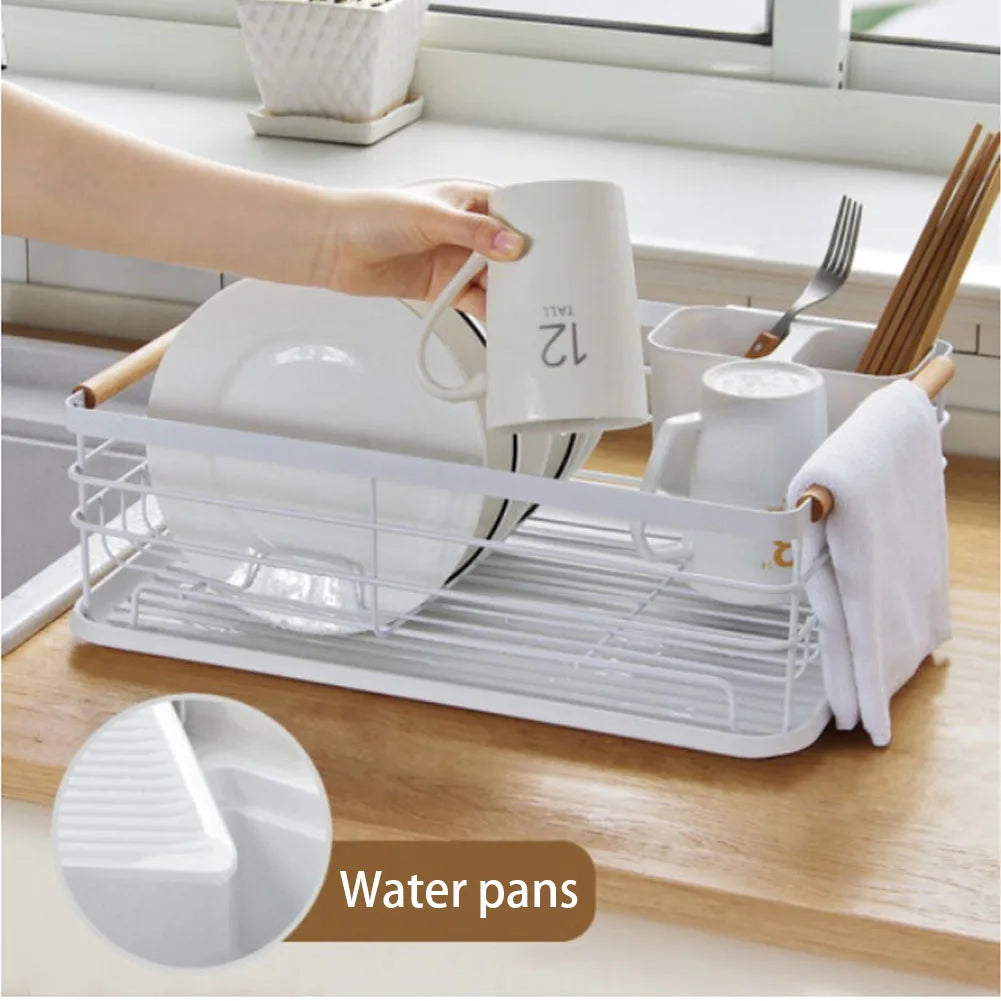 【Lifeideas】White Iron Dish Drainer dish draining rack Kitchen countertop storage rack