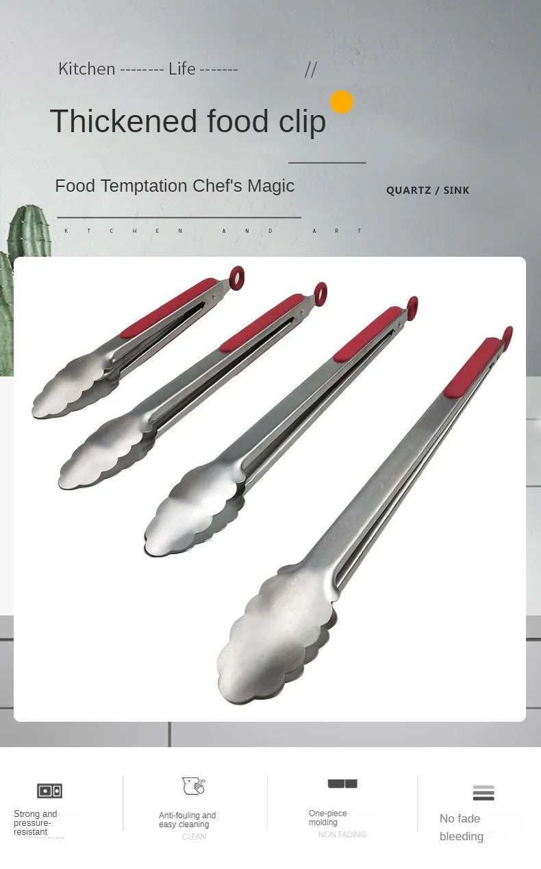 Steel food tongs BBQ grill tools 9 inch 12 inch 14 inch 16 inch factory wholesale stainless steel food tongs