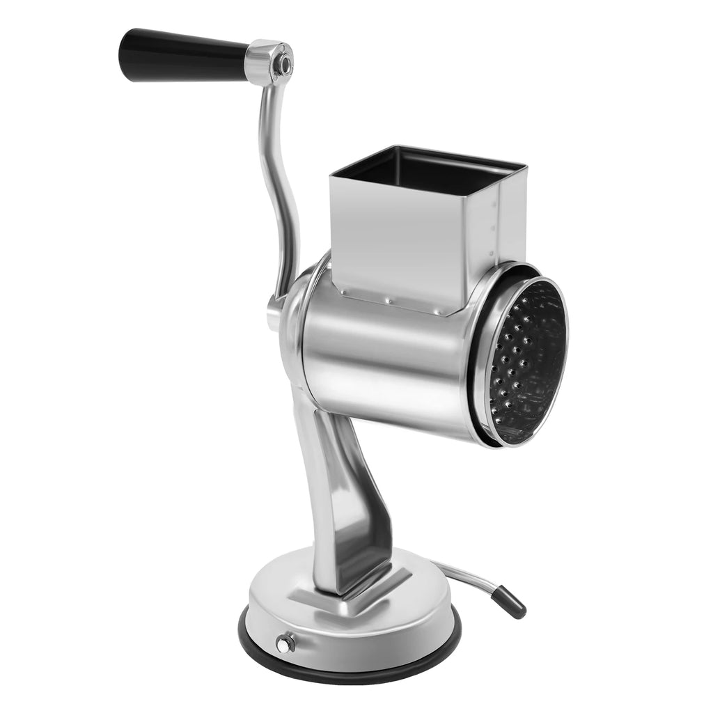 430 Stainless Steel Rotary Grater Manual Veggie Chopper 5 Sharp Blades Suction Cup Base Cutting for Variety Fruits Vegetables