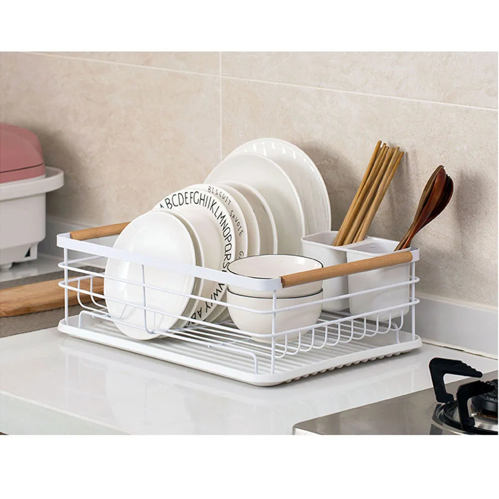 【Lifeideas】White Iron Dish Drainer dish draining rack Kitchen countertop storage rack